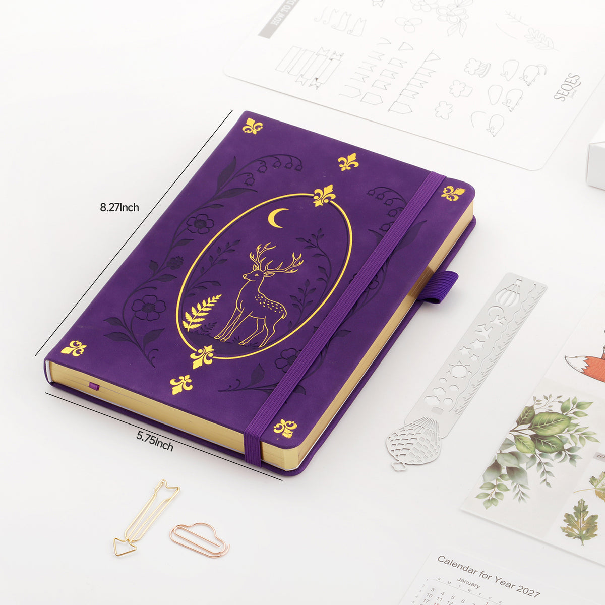 SeQeS Twilight Spirit Deer A5 bullet journal, open dot-grid pages