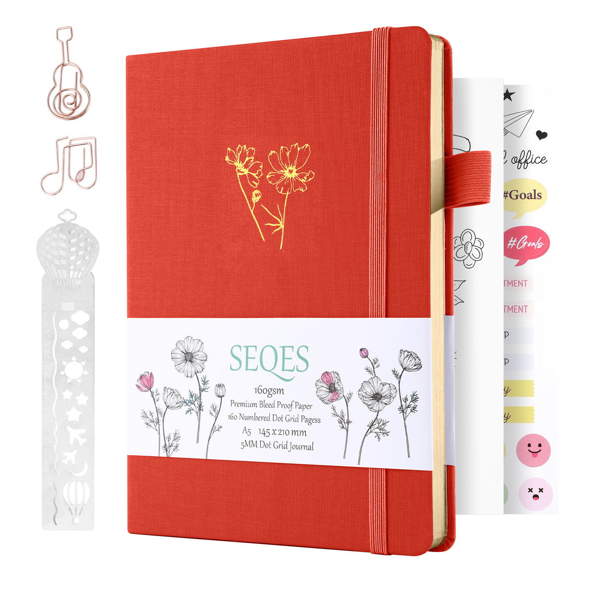 Bullet Journal A5 160gsm PREMIUM paper gold edge-blooming flower