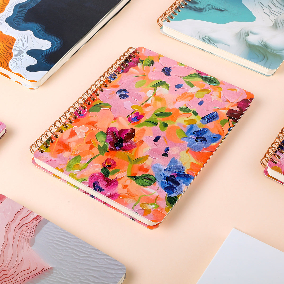 Spiral Notebook for Women, 8.25" x 6.25" Journal with Durable Hardcover and 160 Lined Pages with Large Pockets - Perfect to Stay Organized and Boost Productivity at Work or School