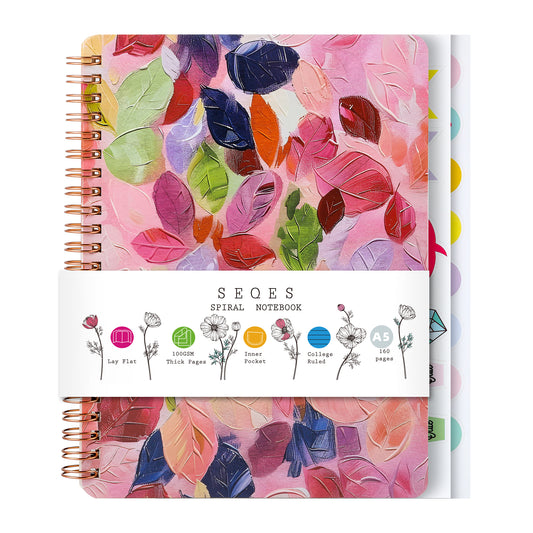 Spiral Notebook for Women, 8.25" x 6.25" Journal with Durable Hardcover and 160 Lined Pages with Large Pockets - Perfect to Stay Organized and Boost Productivity at Work or School