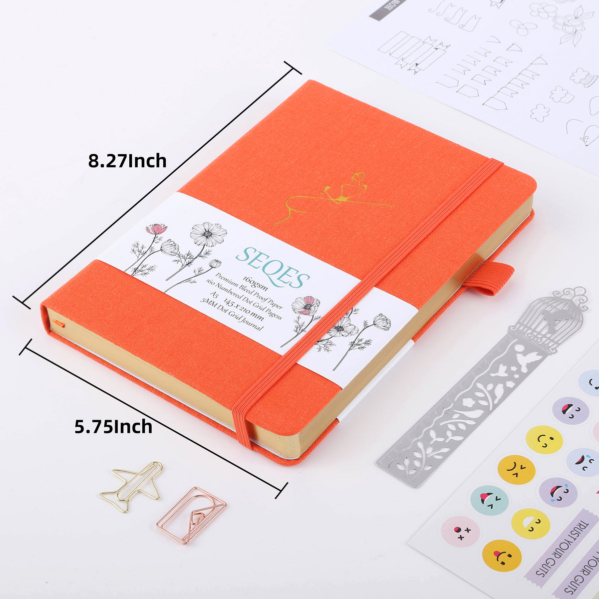 Bullet Dotted Journal - A5 Dot Grid Notebook with pages number,160gsm Bleedproof Paper,Silver Edge  for Personal Organizers,Bullet Journals, and journaling- BAR