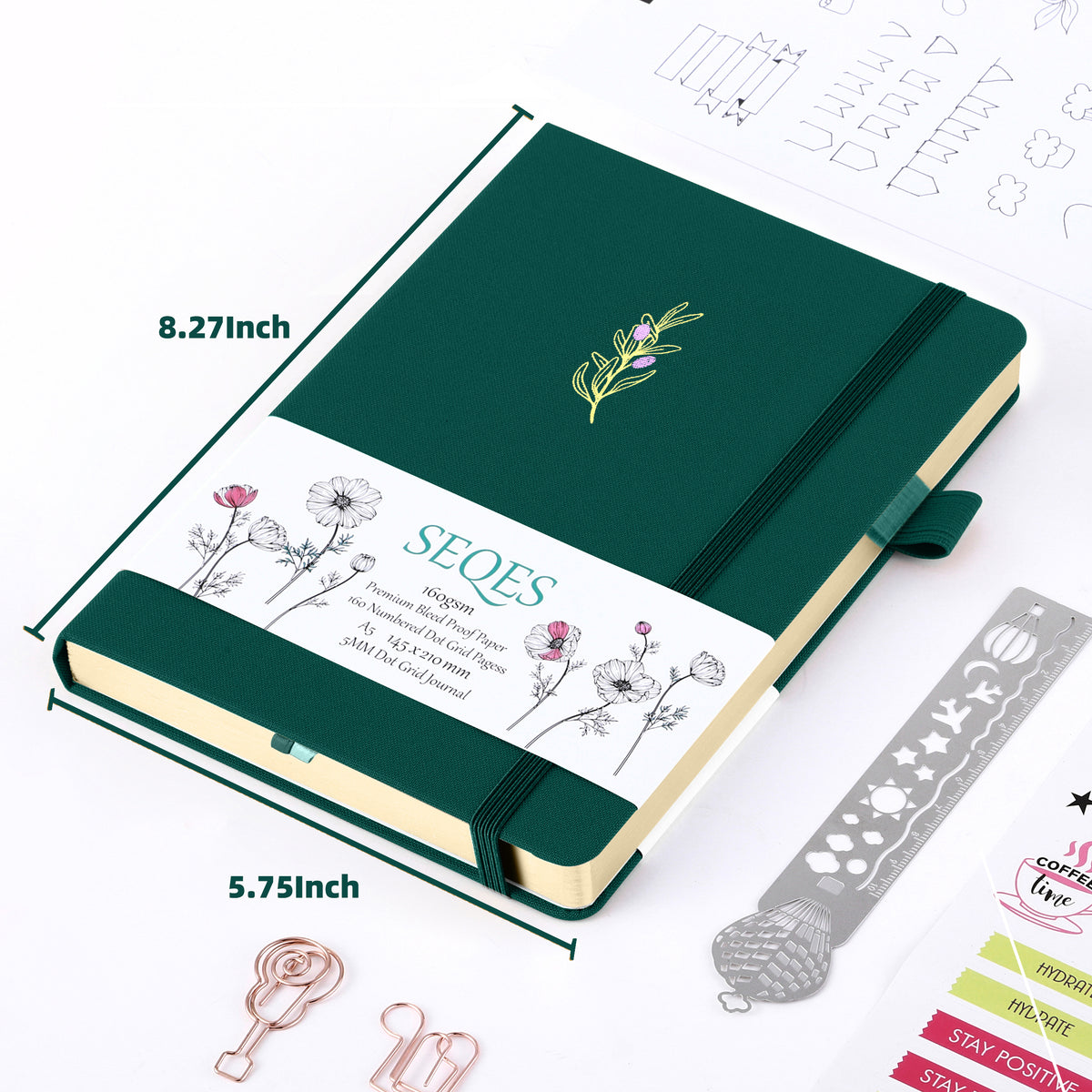 Bullet Journal A5 160gsm PREMIUM paper gold edge-olive