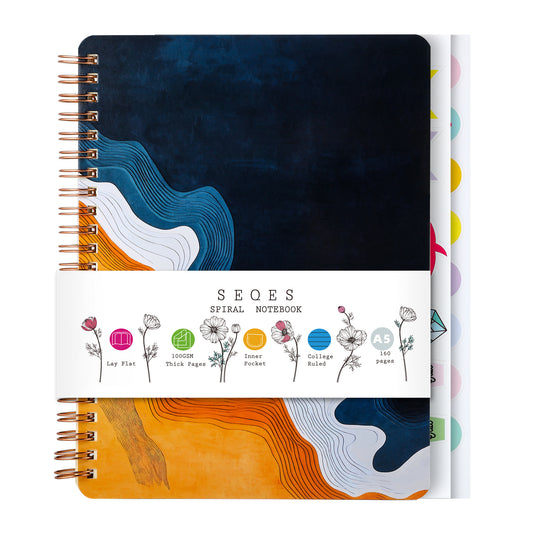 Spiral Notebook for Women, 8.25" x 6.25" Journal with Durable Hardcover and 160 Lined Pages with Large Pockets - Perfect to Stay Organized and Boost Productivity at Work or School